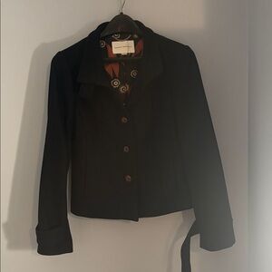 Banana Republic Black Jacket with Orange Patterned Lining